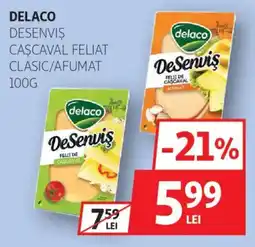 Auchan DELACO Desenviş cascaval feliat clasic/afumat Ofertă