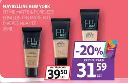 Auchan MAYBELLINE NEW YORK Fit me matte & poreless fond de ten matifiant Ofertă