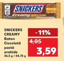Kaufland SNICKERS CREAMY Baton Ciocolată pastă arahide Ofertă