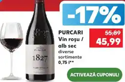 Kaufland PURCARI Vin roşu / alb sec Ofertă