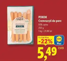 Lidl Pikok Crenvurști de porc Ofertă