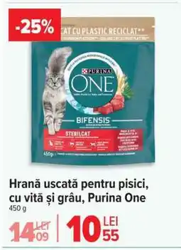 Carrefour Hrană uscată pentru pisici, cu vită și grâu, Purina One Ofertă