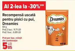 Carrefour Dreamies Recompensă uscată pentru pisici cu pui Ofertă