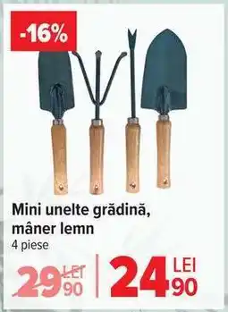 Carrefour Mini unelte grădină, mâner lemn Ofertă