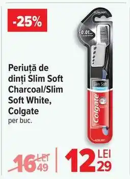 Carrefour Periuță de dinți Slim Soft Charcoal/Slim Soft White, Colgate Ofertă