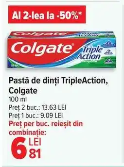Carrefour Pastă de dinți TripleAction, Colgate Ofertă