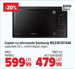 Carrefour Cuptor cu microunde Samsung MS23K3513AK Ofertă