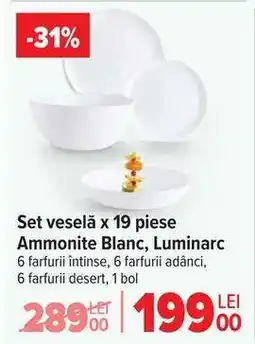 Carrefour Set veselă x 19 piese Ammonite Blanc, Luminarc Ofertă