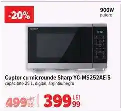 Carrefour Cuptor cu microunde Sharp YC-MS252AE-S Ofertă