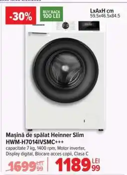 Carrefour Mașină de spălat Heinner Slim HWM-H7014IVSMC+++ Ofertă