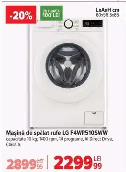 Carrefour Mașină de spălat rufe LG F4WR510SWW Ofertă