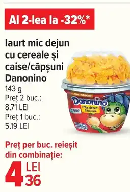 Carrefour Market laurt mic dejun cu cereale şi caise/căpşuni Danonino Ofertă