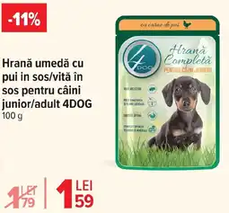 Carrefour Market Hrană umedă cu pui in sos/vită în sos pentru câini junior/adult 4DOG Ofertă