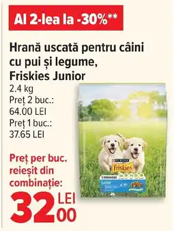 Carrefour Market Hrană uscată pentru câini cu pui şi legume, Friskies Junior Ofertă
