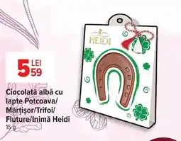 Carrefour Market Ciocolată albă cu lapte Potcoava/ Mărţişor/Trifoi/ Fluture/Inimǎ Heidi Ofertă