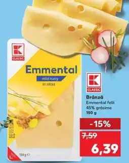 Kaufland Brânză Emmental felii Ofertă