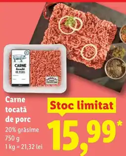 Lidl Carne tocată de porc 20% grăsime Ofertă