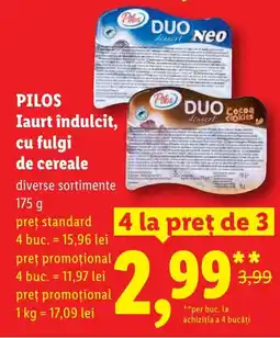 Lidl PILOS Iaurt îndulcit, cu fulgi de cereale Ofertă