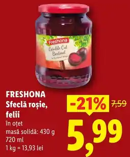 Lidl FRESHONA Sfeclă roşie, felii Ofertă