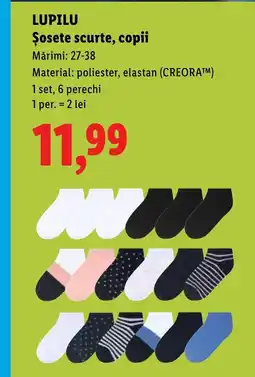 Lidl LUPILU Şosete scurte, copii Ofertă