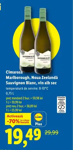 Lidl Cimarosa Marlborough, Noua Zeelandă Sauvignon Blanc, vin alb sec Ofertă