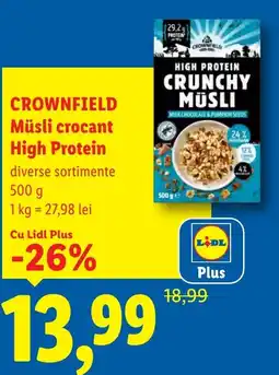 Lidl CROWNFIELD Müsli crocant High Protein Ofertă