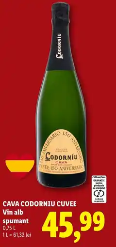 Lidl CAVA CODORNIU CUVEE Vin alb spumant Ofertă