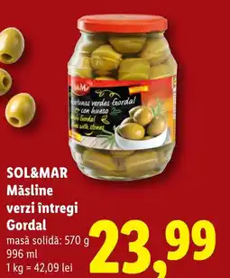 Lidl SOL&MAR Măsline verzi întregi Gordal Ofertă