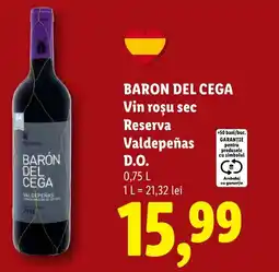 Lidl BARON DEL CEGA Vin roşu sec Reserva Valdepeñas D.O. Ofertă