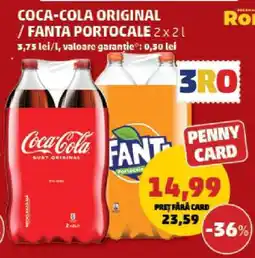 Penny COCA-COLA ORIGINAL/FANTA PORTOCALE 2 x 2L Ofertă