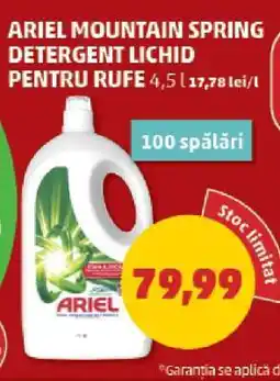 Penny ARIEL MOUNTAIN SPRING DETERGENT LICHID PENTRU RUFE Ofertă