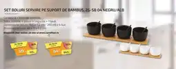 Carrefour Set boluri servire pe suport de bambus, ZG-SB 04 negru/alb Ofertă