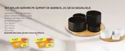 Carrefour Set boluri servire pe suport de bambus, ZG-SB 02 negru/alb Ofertă