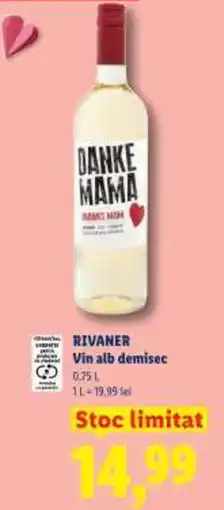 Lidl RIVANER Vin alb demisec Ofertă