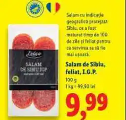 Lidl Salam de Sibiu, feliat, I.G.P. Ofertă