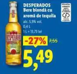 Lidl DESPERADOS Bere blonda aroma de tequila Ofertă