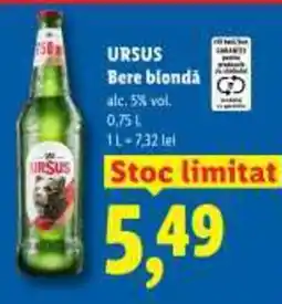 Lidl URSUS Bere blondă Ofertă