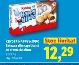 Lidl KINDER HAPPY HIPPO Batoane din napolitană cu cremă de alune Ofertă