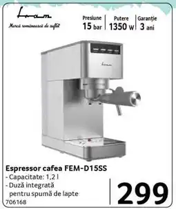 Selgros Espressor cafea FEM-D15SS Ofertă