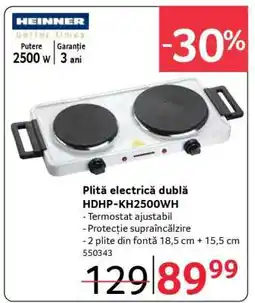 Selgros Plită electrică dublă HDHP-KH2500WH Ofertă