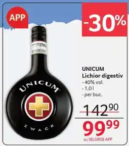 Selgros UNICUM Lichior digestiv Ofertă