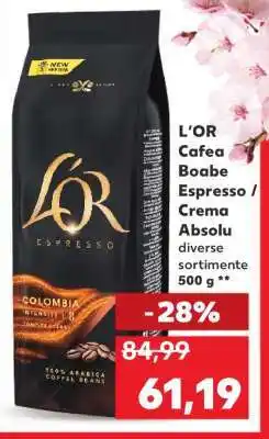 Kaufland L’OR Cafea Boabe Espresso / Crema Absolu Ofertă