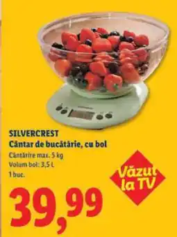 Lidl SILVERCREST Cântar de bucătărie, cu bol Ofertă