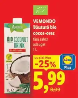 Lidl VEMONDO Băutură bio cocos-orez Ofertă