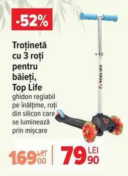 Carrefour Trotinetă cu 3 roți pentru băieți, Top Life Ofertă