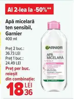 Carrefour Apă micelară ten sensibil, Garnier Ofertă