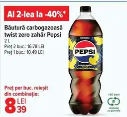 Carrefour Băutură carbogazoasă twist zero zahăr Pepsi Ofertă