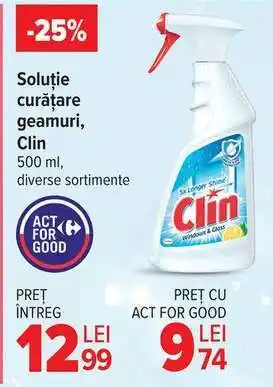 Carrefour Soluție curățare geamuri, Clin Ofertă