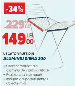 Carrefour Uscător rufe din aluminiu Siena 200 Ofertă