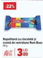 Carrefour Napolitană cu ciocolată și cremă de rom/alune, Rom Buzz Ofertă